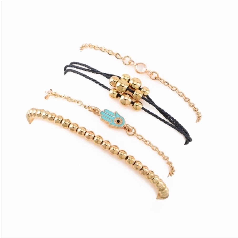 🇺🇸4/$25 • 4 piece gold tone boho bracelet set •